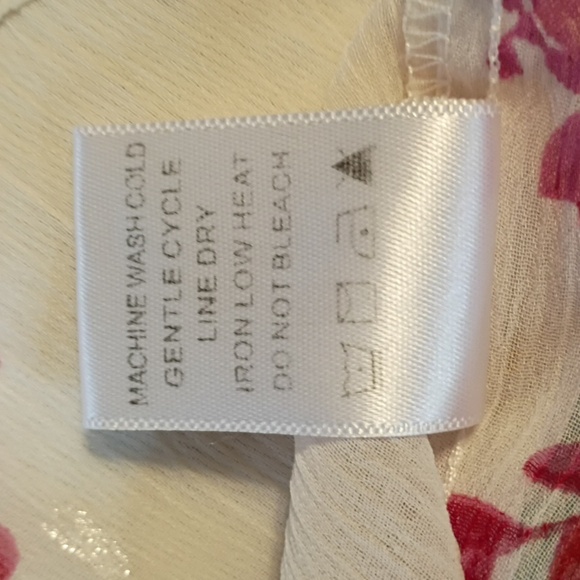 3/$25 White Floral Kimono Cardigan with Pink Blossoms & Gold Accents - Picture 7 of 9